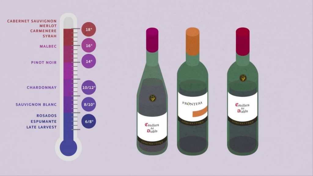 ¿Cuál es la temperatura ideal para el vino tinto?